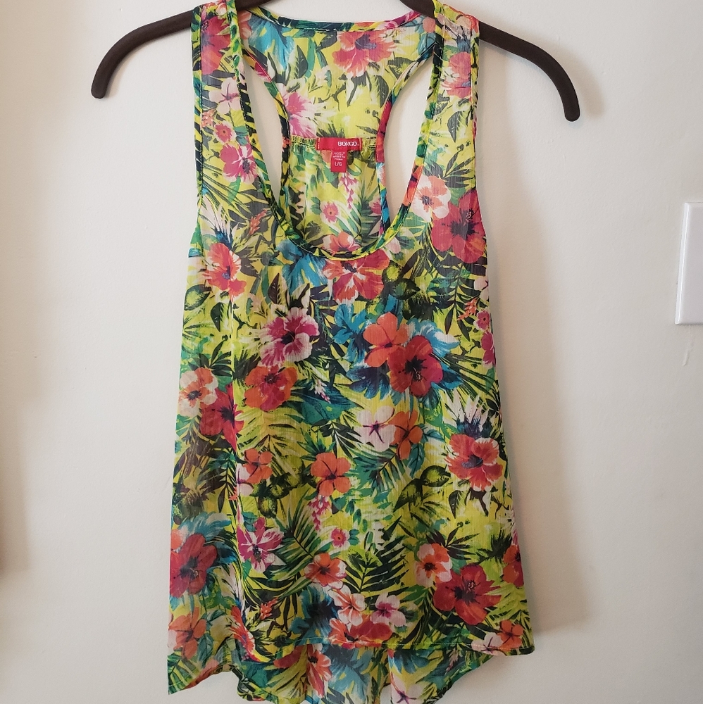 BONGO Yellow Floral Tank Top